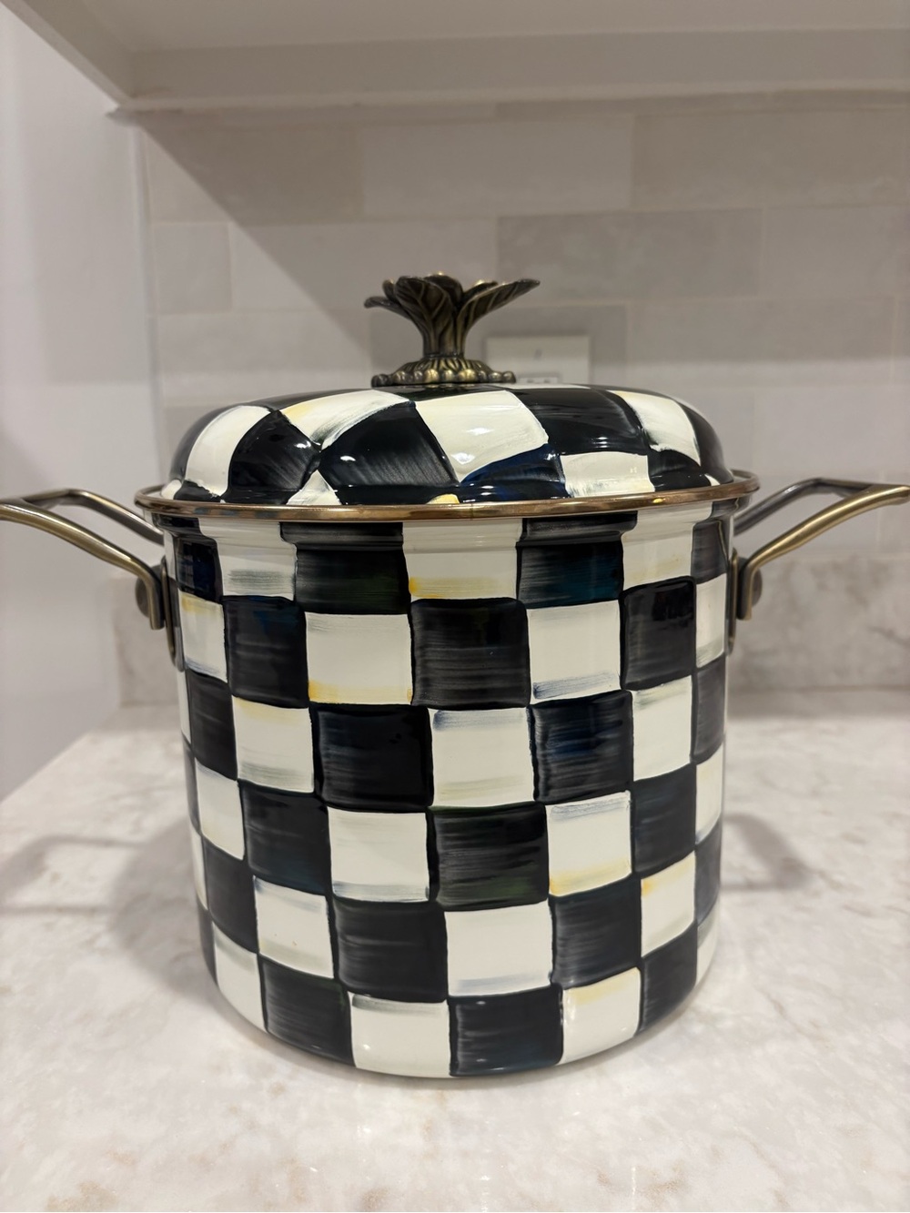 Mackenzie-Childs Courtly Check Soup Pot- great condition